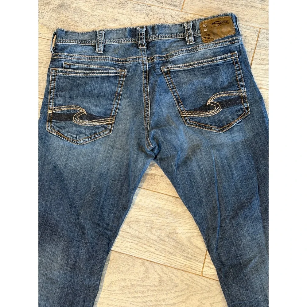 Silver Jeans Zac 36x32 Mens 36 x 32 Blue Relaxed Straight Leg Denim Western